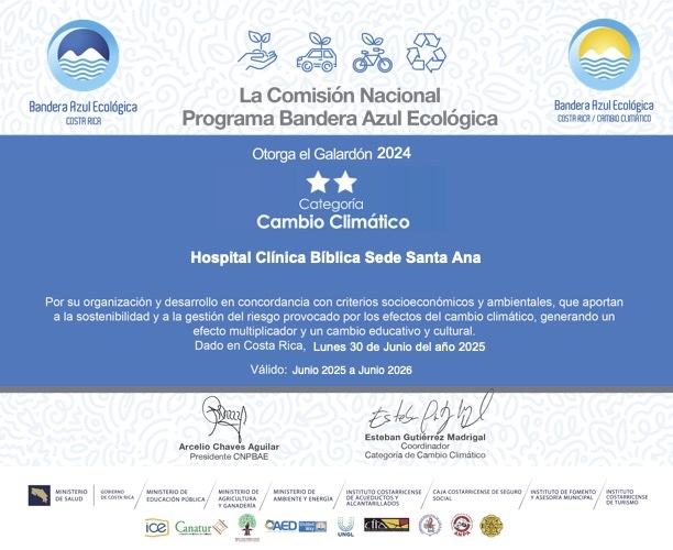 Programa Bandera Azul Ecológica - Hospital Clínica Bíblica